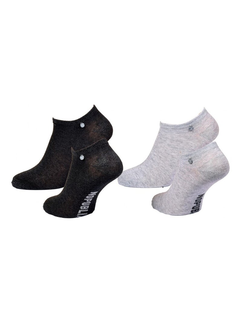 Chaussettes Courtes femme NO PUBLIK - Pack de 4 Noir Gris - Kiabi
