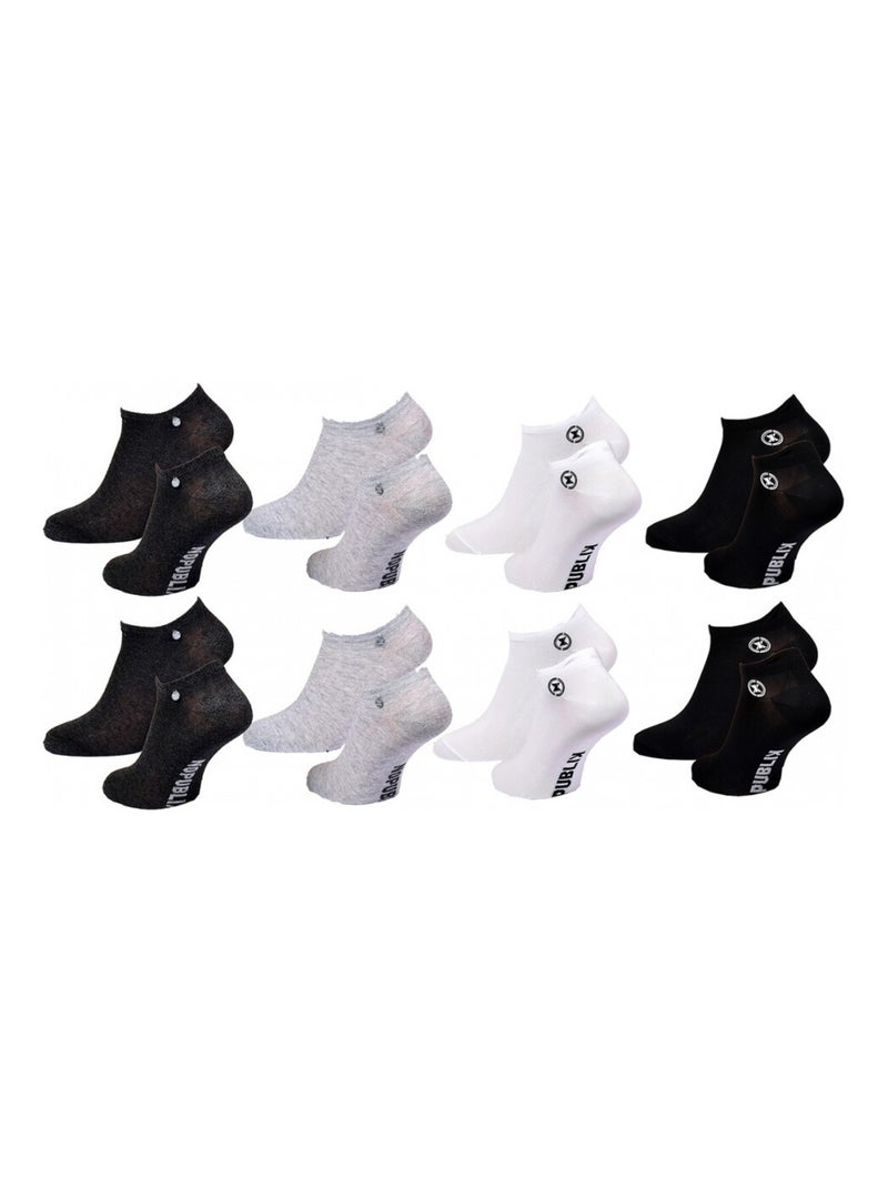 Chaussettes Courtes femme NO PUBLIK - Pack de 8 Noir Gris Blanc - Kiabi