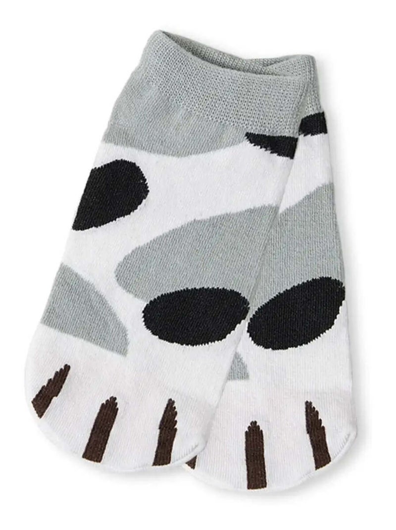 Chaussettes courtes Femme Pattes Chats  |  Titeschaussettes Gris Noir Blanc - Kiabi