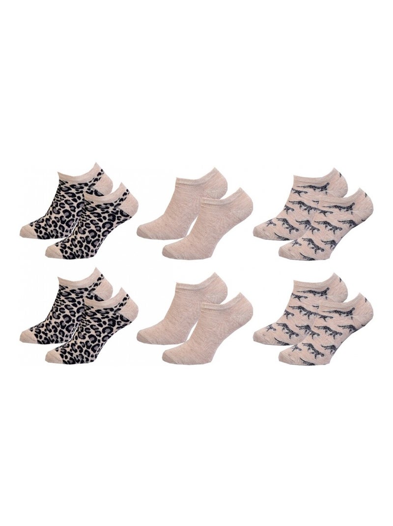 Chaussettes Courtes femme TWINDAY - Pack de 6 Beige - Kiabi