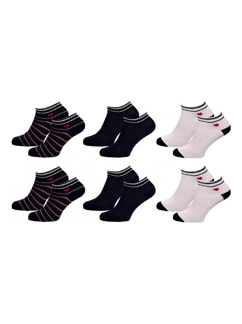 Chaussettes Courtes femme TWINDAY - Pack de 6 Bleu Blanc - Kiabi
