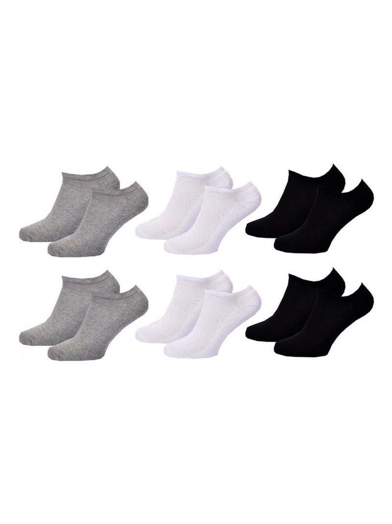 Chaussettes Courtes femme TWINDAY - Pack de 6 Gris Blanc Bleu - Kiabi