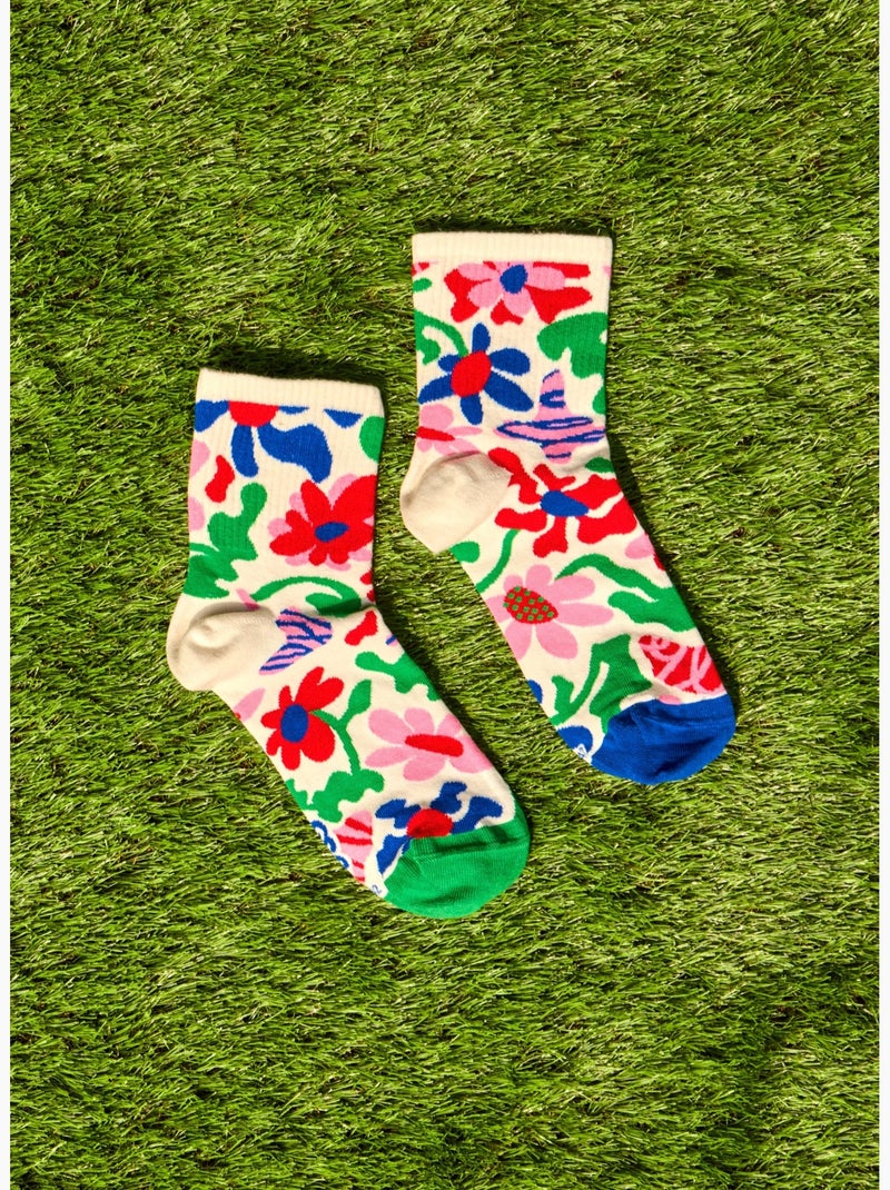 Chaussettes Courtes Fleurs Excentriques Multicolore - Kiabi