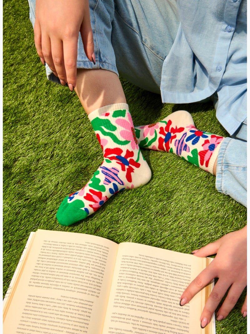 Chaussettes Courtes Fleurs Excentriques Multicolore - Kiabi