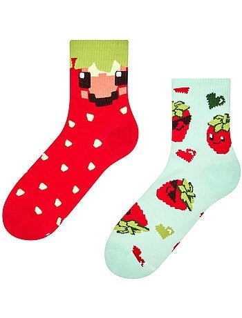 Chaussettes Courtes Fraises en Pixels