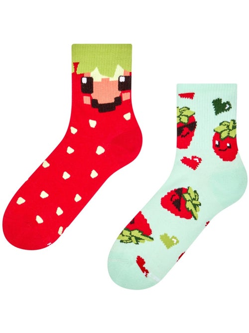 Chaussettes Courtes Fraises en Pixels - Kiabi