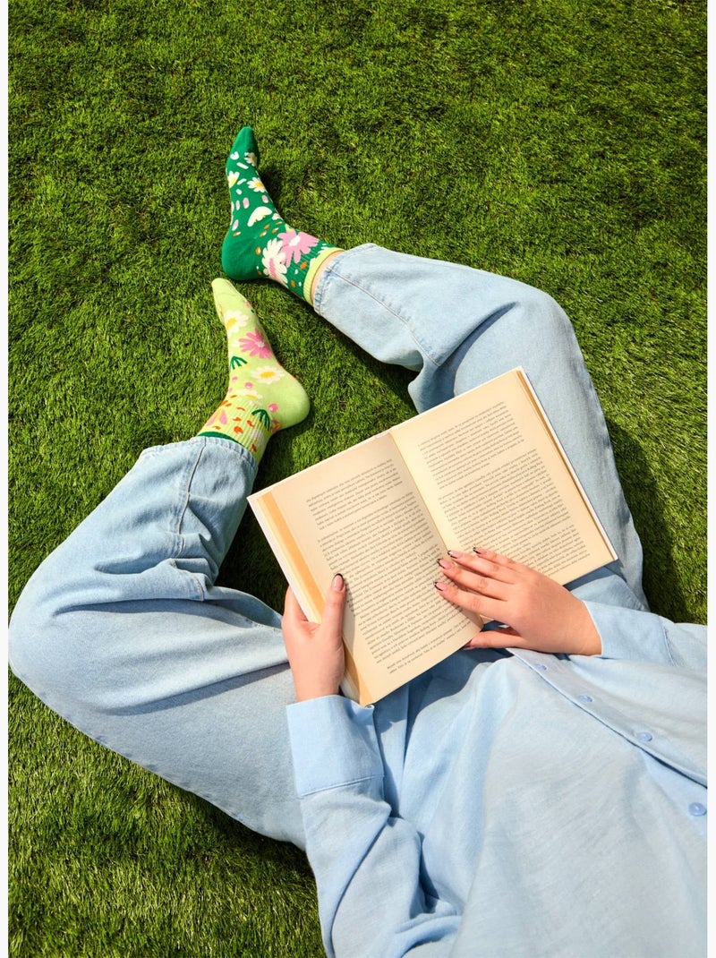 Chaussettes Courtes Jardin de Fleurs Vert - Kiabi