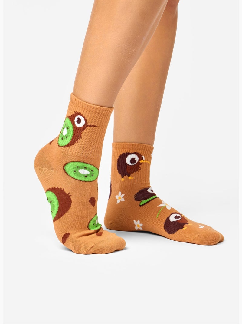 Chaussettes Courtes Kiwi l'Oiseau Marron - Kiabi