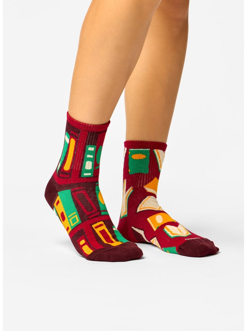Chaussettes Courtes Livres Rouge - Kiabi