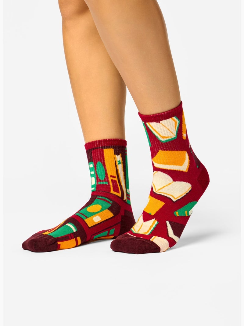 Chaussettes Courtes Livres Rouge - Kiabi