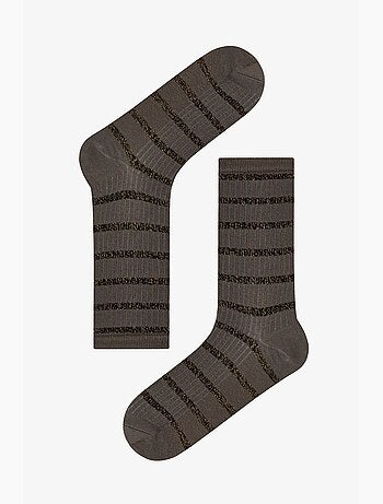 Chaussettes crew rayées brillantes line en coton, paire penti