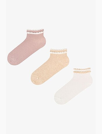 Chaussettes de cheville jeunesse contrastantes en coton à volants, paire penti