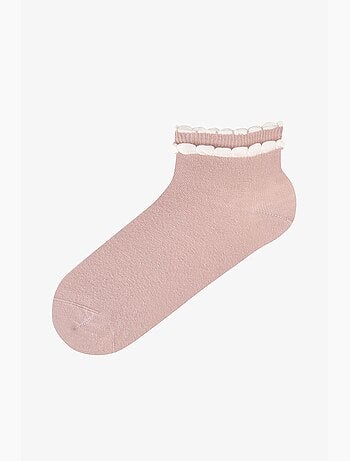 Chaussettes de cheville jeunesse contrastantes en coton à volants, paire penti