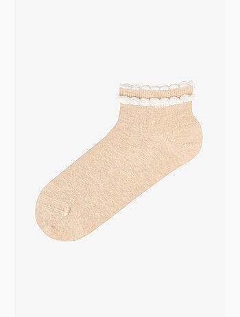 Chaussettes de cheville jeunesse contrastantes en coton à volants, paire penti