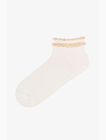 Chaussettes de cheville jeunesse contrastantes en coton à volants, paire penti