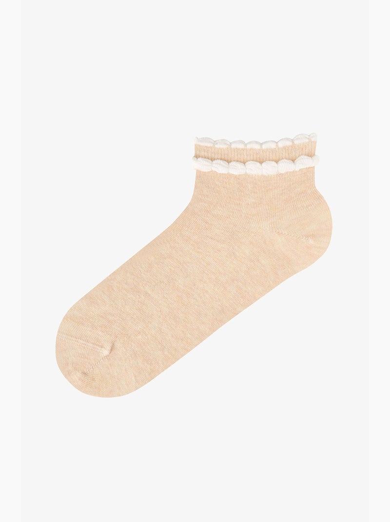 Chaussettes de cheville jeunesse contrastantes en coton à volants, paire penti Rose - Kiabi
