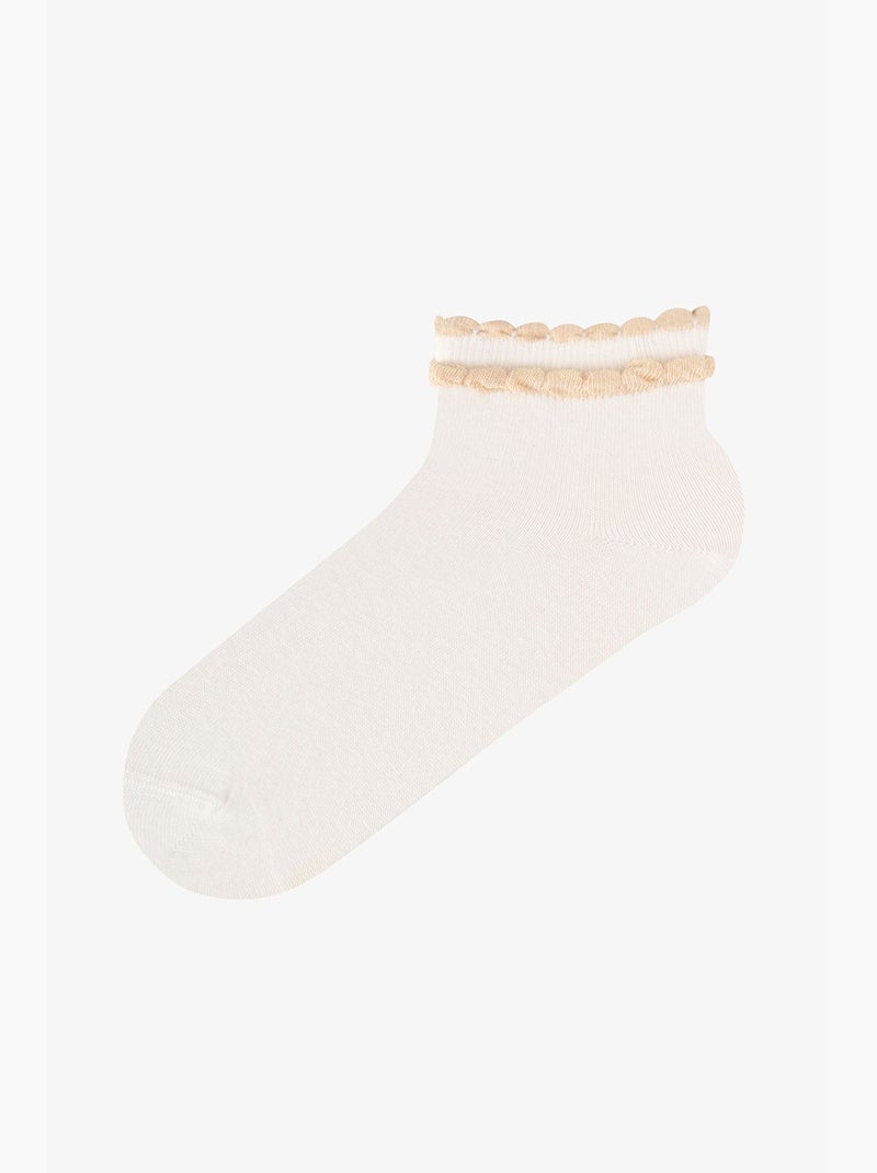 Chaussettes de cheville jeunesse contrastantes en coton à volants, paire penti Rose - Kiabi