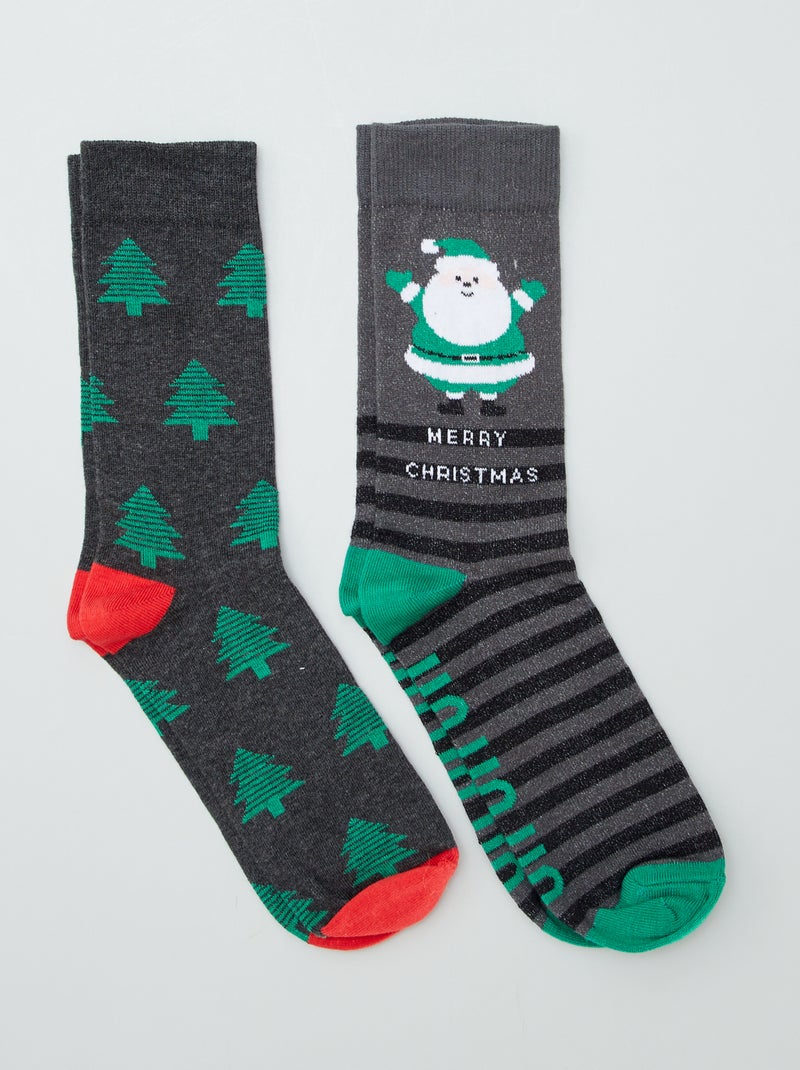 Chaussettes de Noël - Lot de 2 Anthracite - Kiabi