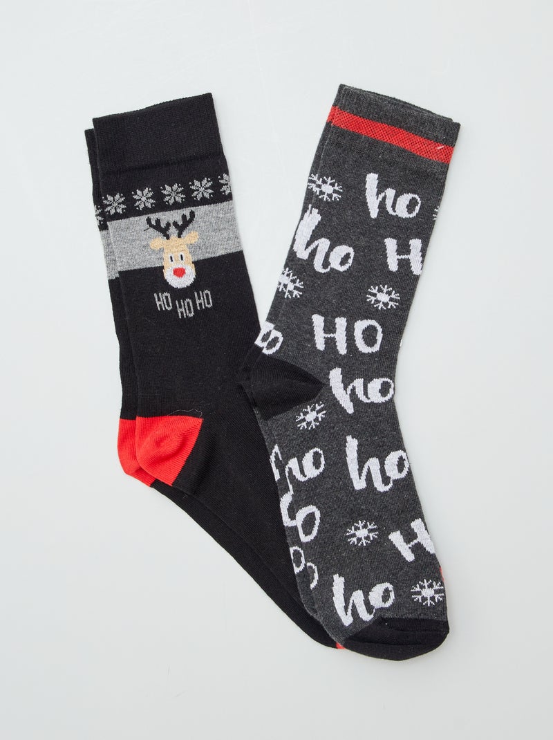 Chaussettes de Noël - Lot de 2 Noir - Kiabi