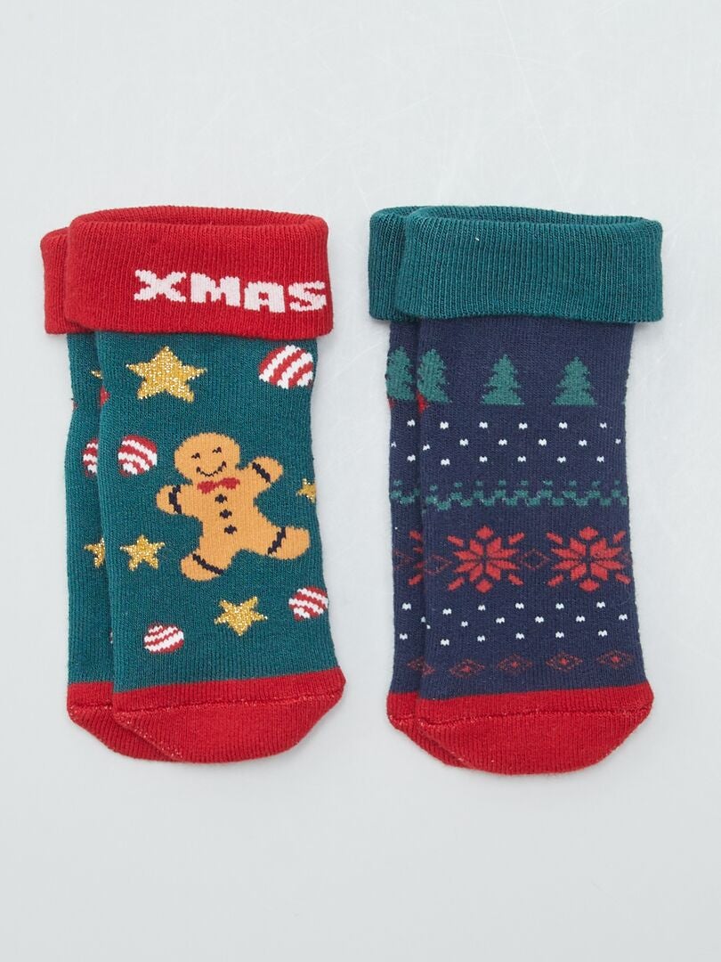 Chaussettes de Noël - Lot de 2 Rouge/vert - Kiabi