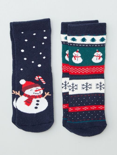 Chaussettes de Noël antidérapantes - lot de 2 - Kiabi