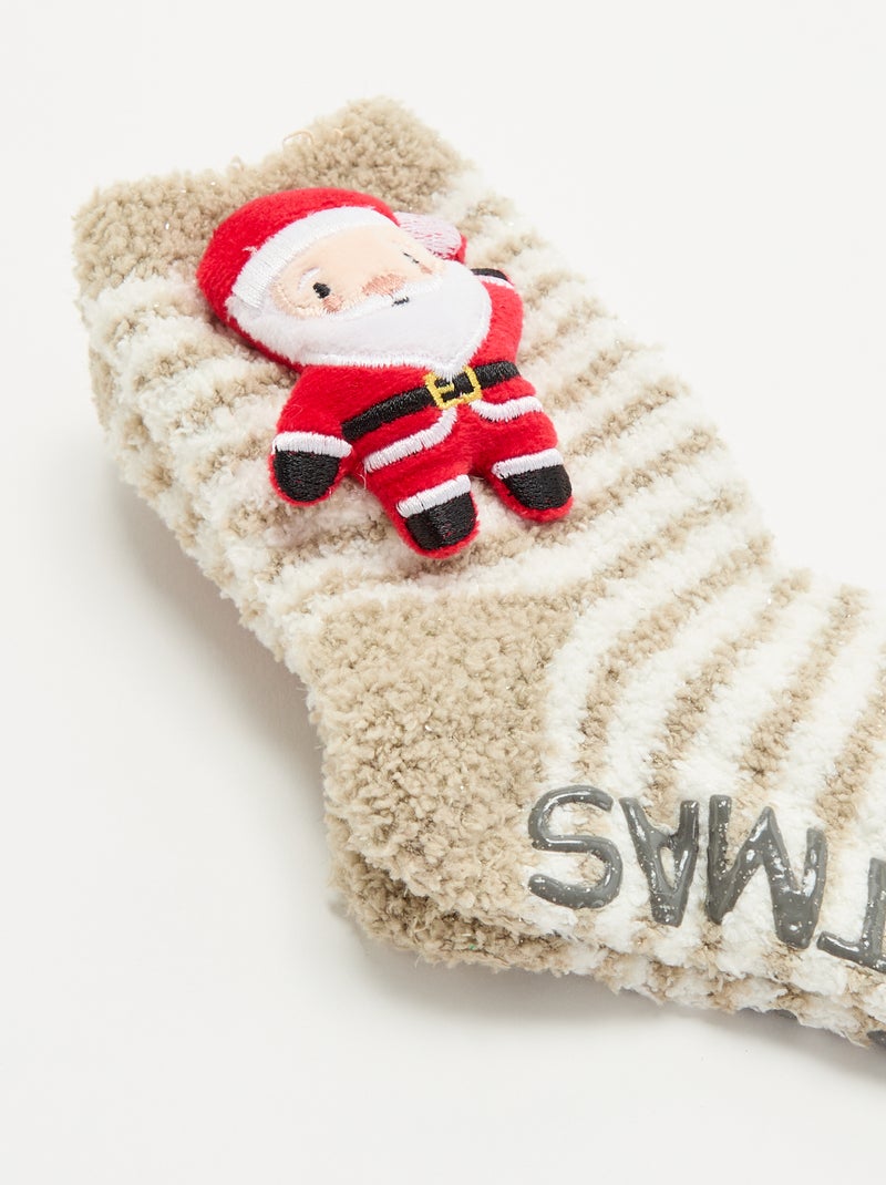 Chaussettes de Noël en maille bouclette Gris - Kiabi