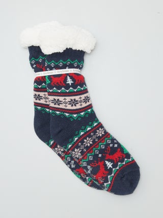 Chaussettes de Noël fourrées antidérapantes