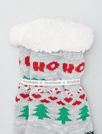 Chaussettes de Noël fourrées antidérapantes
