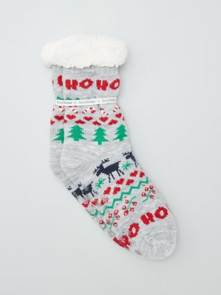 Chaussettes de Noël fourrées antidérapantes