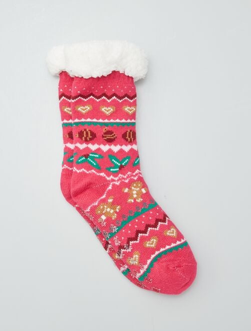 Chaussettes de Noël fourrées antidérapantes - Kiabi