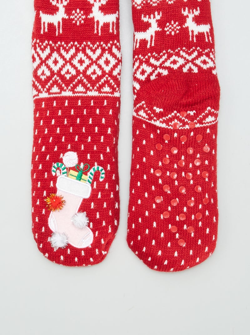 Chaussettes de Noël fourrées Rouge - Kiabi