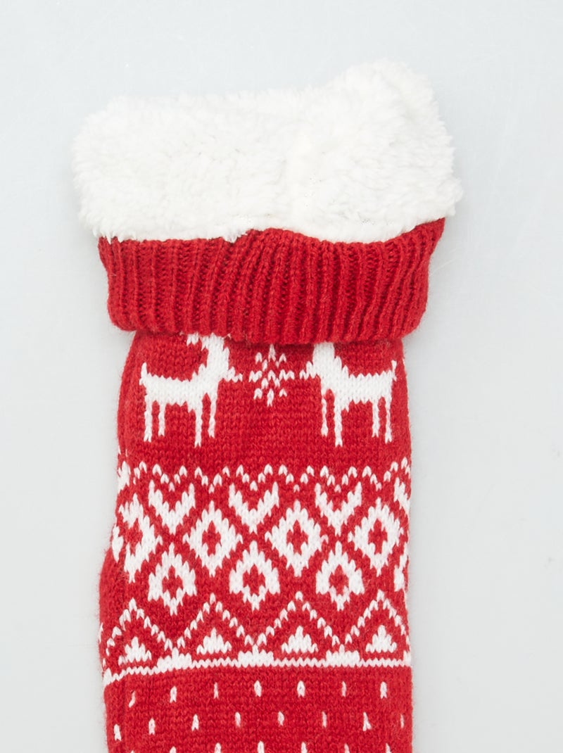 Chaussettes de Noël fourrées Rouge - Kiabi