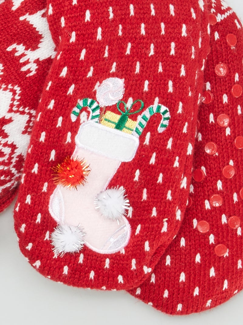 Chaussettes de Noël fourrées Rouge - Kiabi