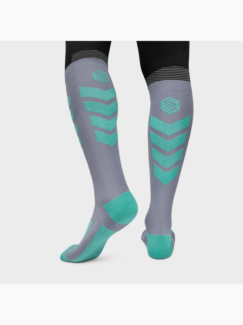 Chaussettes de snowboard sports d'hiver homme et femme aoraki crevasse Blanc Gris - Kiabi