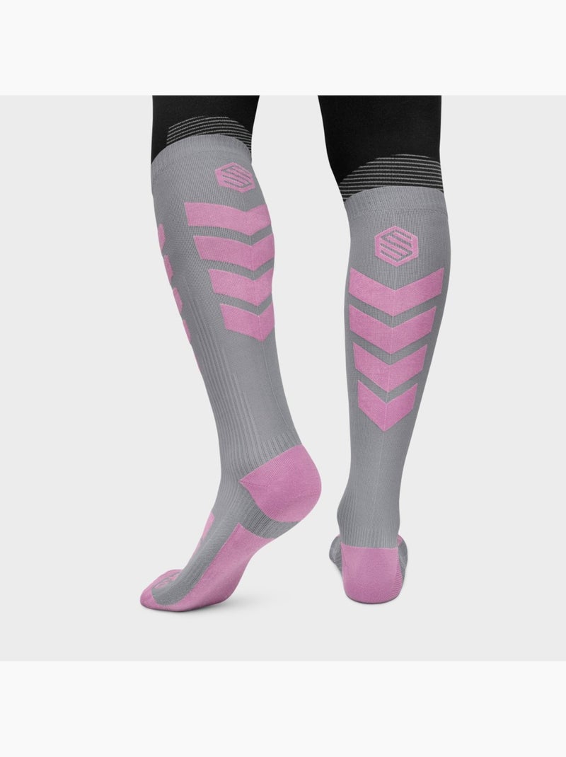 Chaussettes de snowboard sports d'hiver homme et femme aoraki powder Blanc Gris - Kiabi
