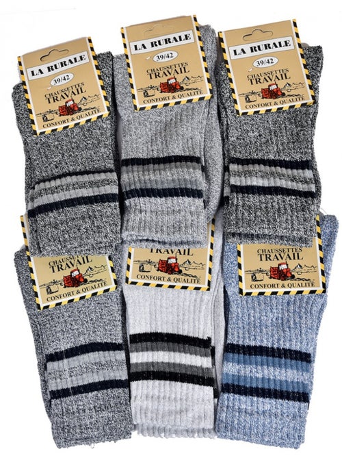 Chaussettes de Travail LA RURALE pour Homme Résistance et Qualité Pro - Pack de 6 - Kiabi