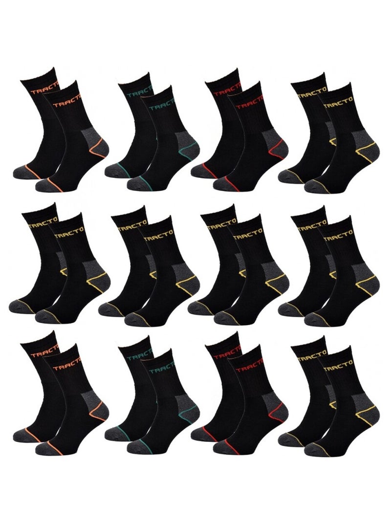 Chaussettes de Travail TRACTO pour Homme Résistance et Qualité Pro - Pack de 12 Noir - Kiabi