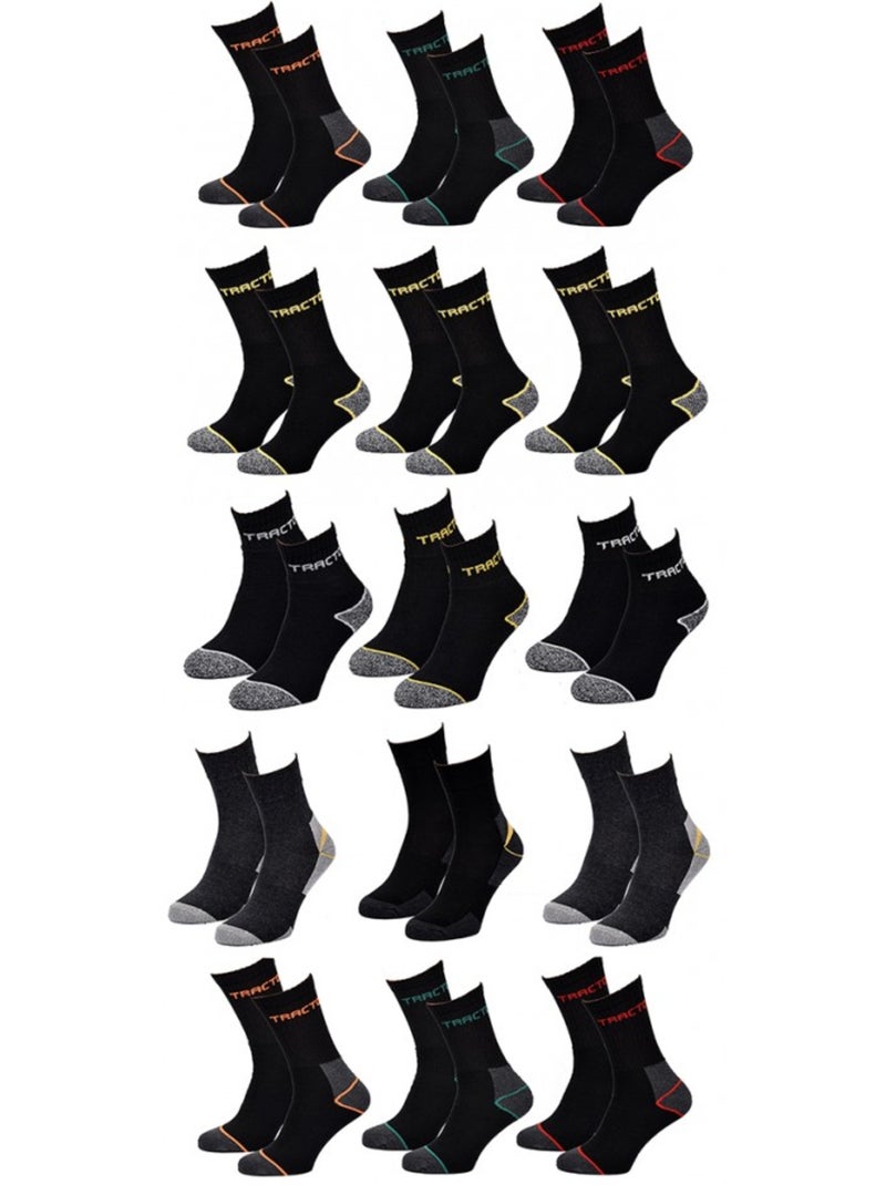 Chaussettes de Travail TRACTO pour Homme Résistance et Qualité Pro - Pack de 12 Noir - Kiabi