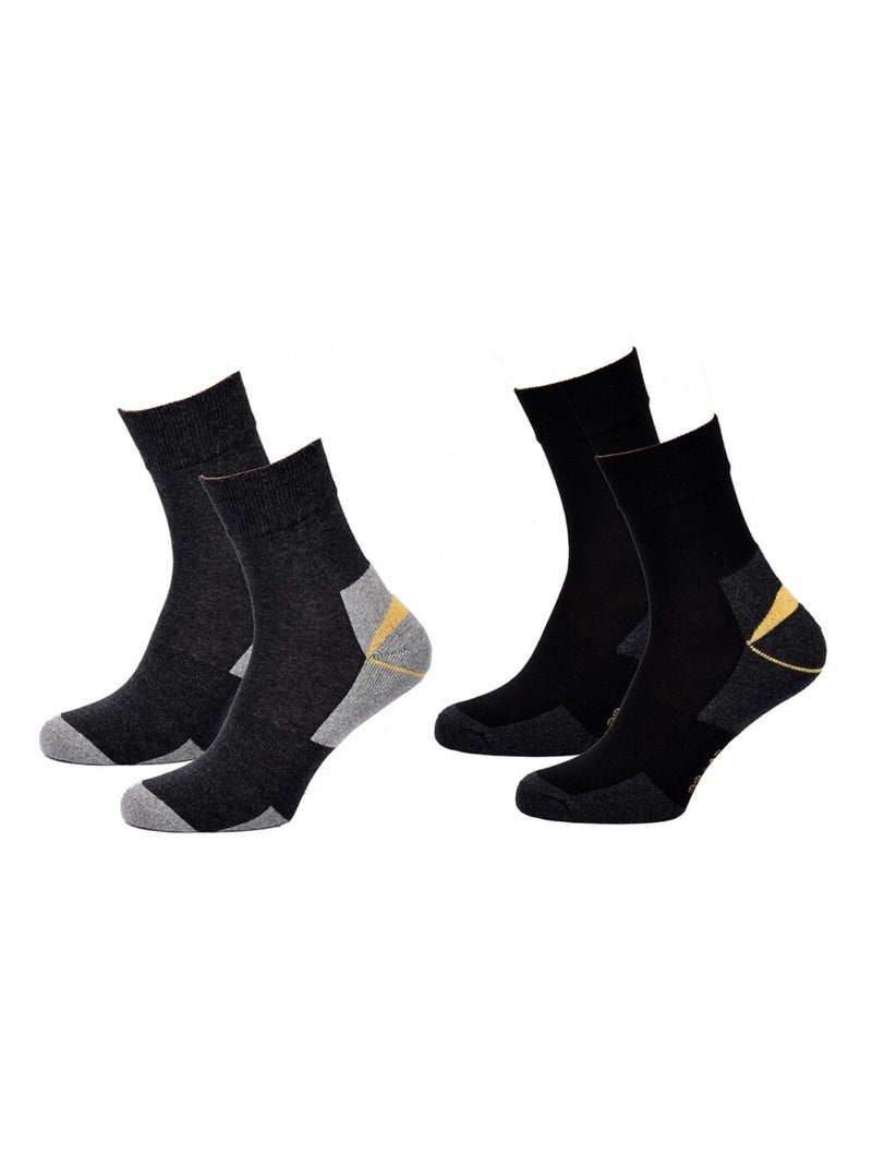 Chaussettes de Travail TRACTO pour Homme Résistance et Qualité Pro - Pack de 12 Noir Multicolore Gris - Kiabi