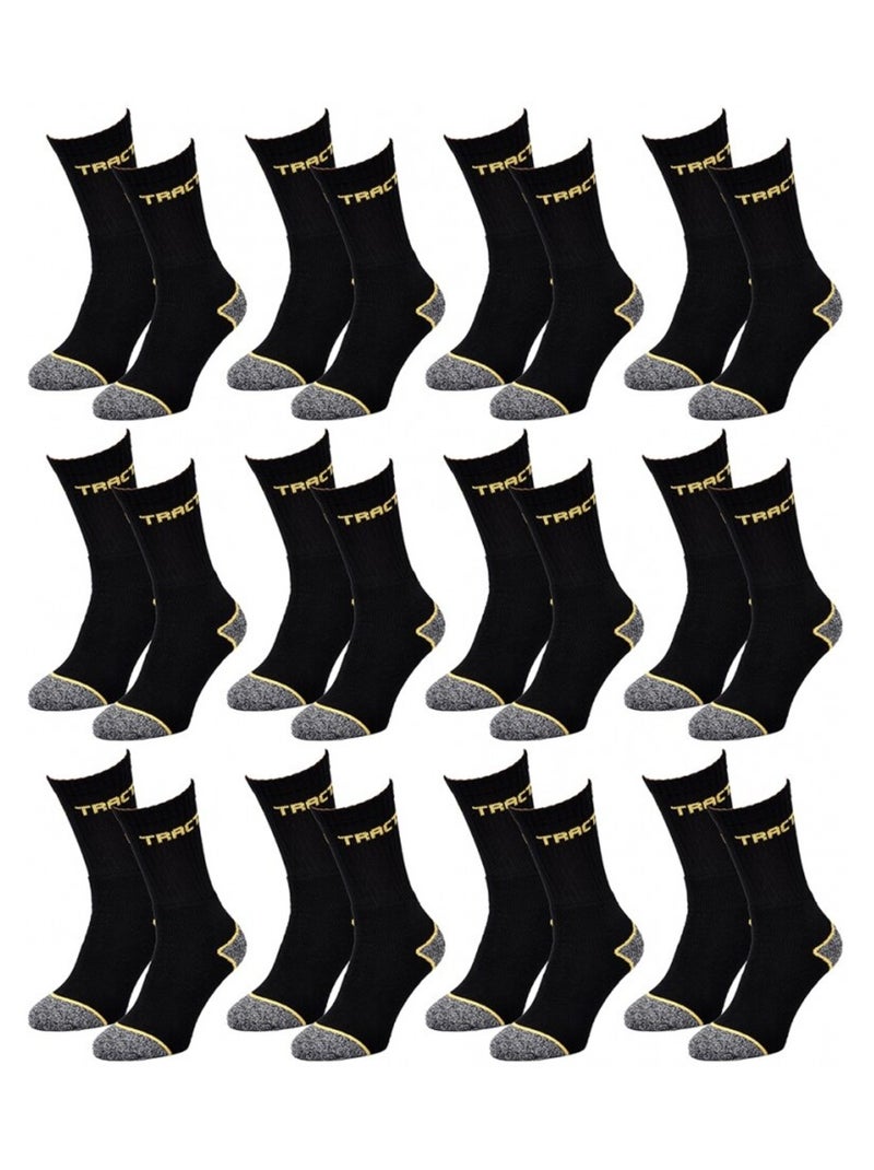 Chaussettes de Travail TRACTO pour Homme Résistance et Qualité Pro - Pack de 12 Noir Multicolore Noir - Kiabi