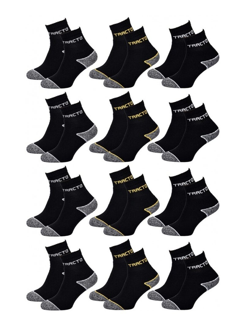 Chaussettes de Travail TRACTO pour Homme Résistance et Qualité Pro - Pack de 12 Noir Noir - Kiabi