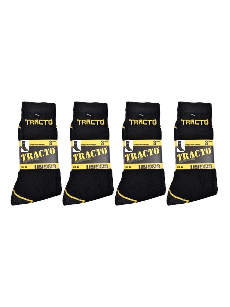 Chaussettes de Travail TRACTO Qualité Pro - Pack de 12 Noir - Kiabi