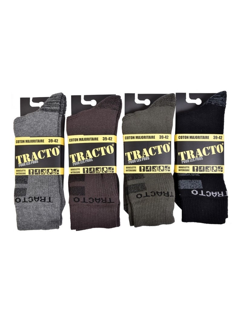 Chaussettes de Travail TRACTO Qualité Pro - Pack de 4 Noir Gris anthracite Gris - Kiabi
