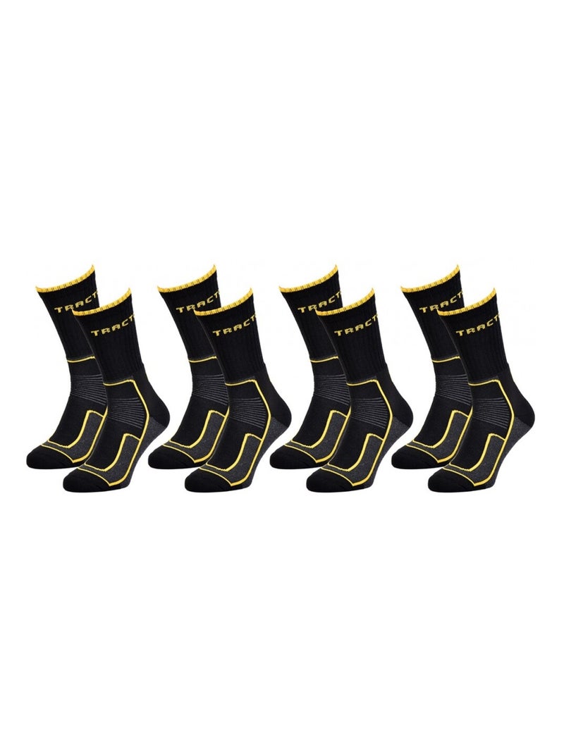 Chaussettes de Travail TRACTO Qualité Pro - Pack de 4 Noir Jaune - Kiabi