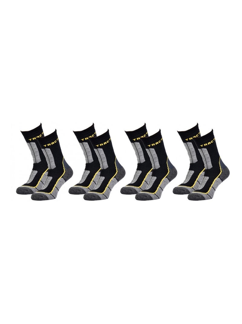 Chaussettes de Travail TRACTO Qualité Pro - Pack de 4 Noir Jaune Gris - Kiabi