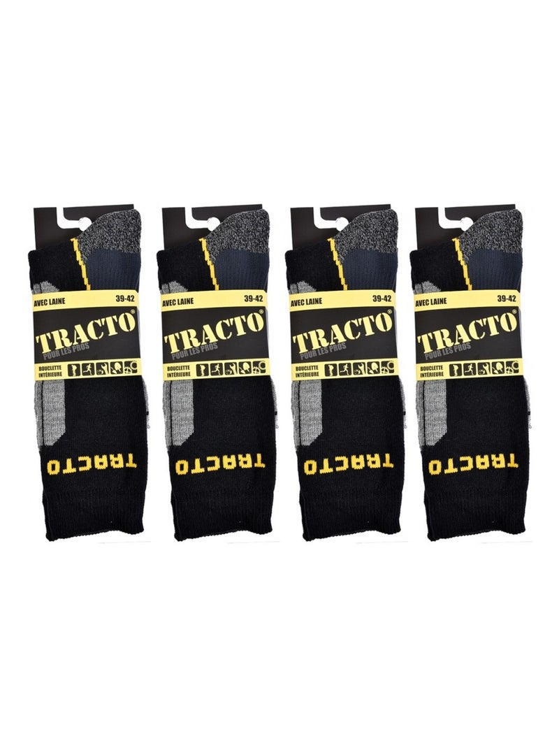 Chaussettes de Travail TRACTO Qualité Pro - Pack de 4 Noir Jaune Gris - Kiabi