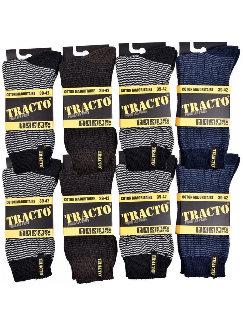 Chaussettes de Travail TRACTO Qualité Pro - Pack de 8 Noir Multicolore - Kiabi