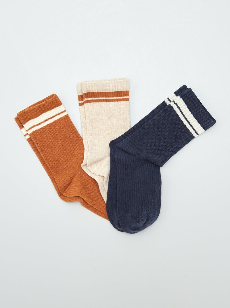 Chaussettes de type sport Marron/bleu - Kiabi
