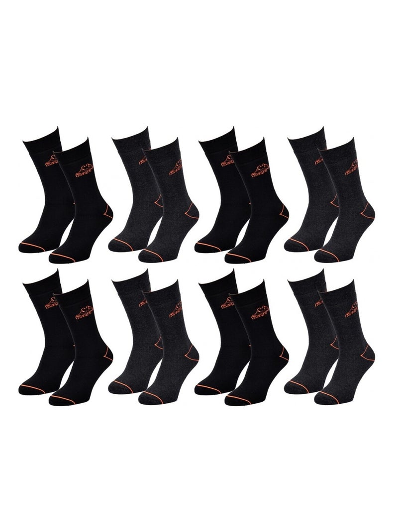 Chaussettes de Ville homme KAPPA - Pack de 8 Noir Gris anthracite - Kiabi