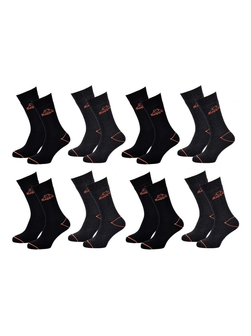 Chaussettes de Ville homme KAPPA - Pack de 8 Noir Gris anthracite - Kiabi